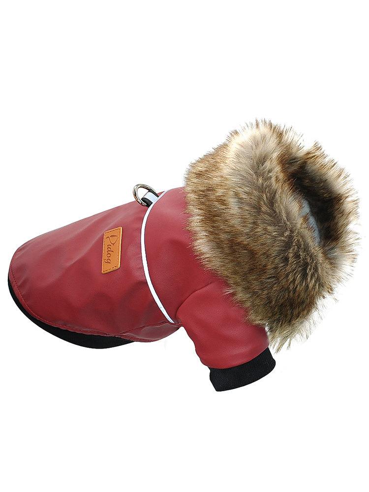 Luxury Fur-Trimmed Leather Jacket For Dogs