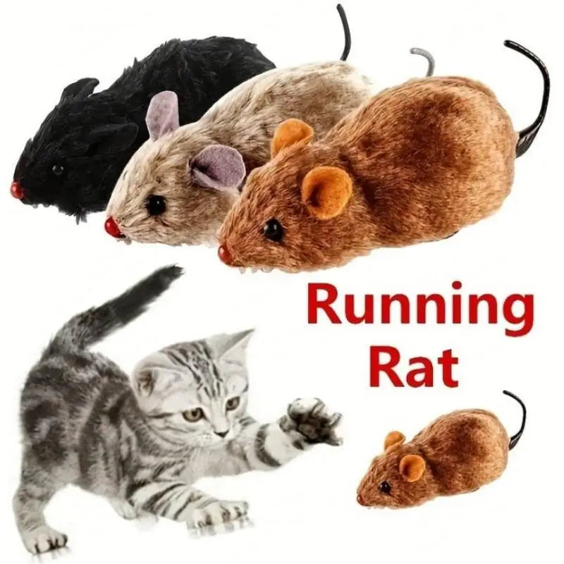 Lifelike Plush Mouse Running Toy for Cats