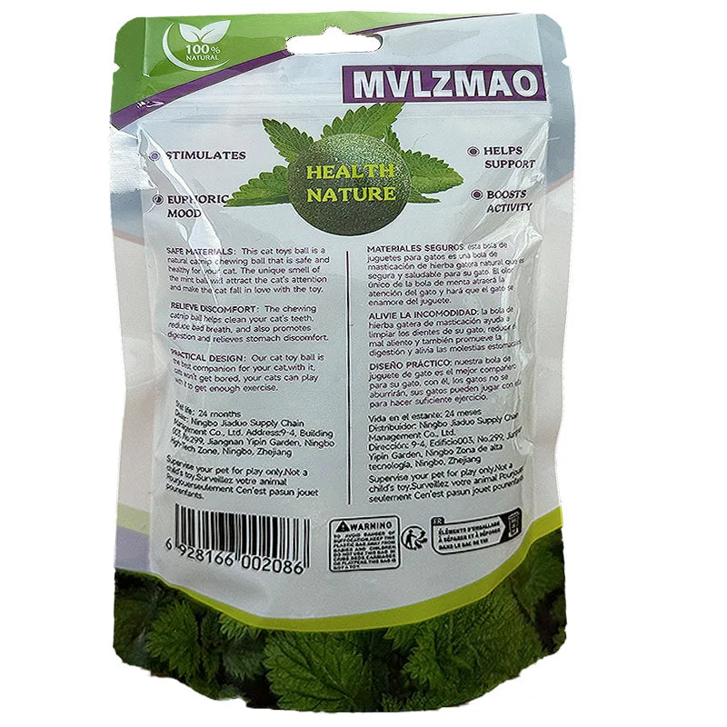 Edible Catnip Ball: Healthy Lickable Mint Toy for Cats