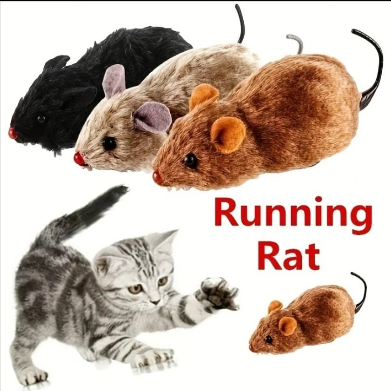 Lifelike Plush Mouse Running Toy for Cats